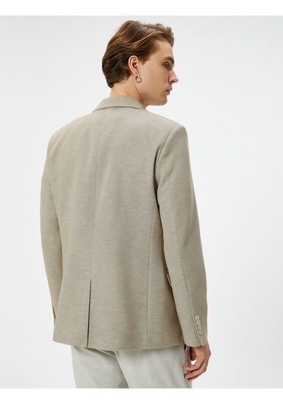 Koton Blazer Ceket Slim Fit Düğmeli Cep Detaylı Bej 5wam50003hk Ekru