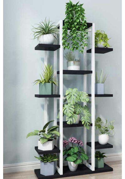 Mion Metal/ahşap Saksılık&çiçeklik Siyah Beyaz Diğer