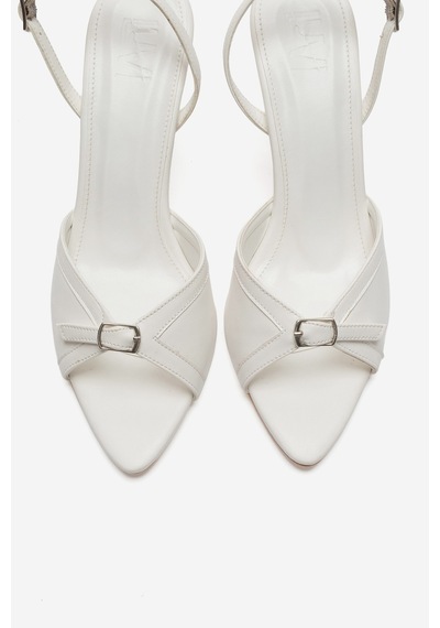 Luvi Shoes Ulea Beyaz Cilt Kadın İnce Topuklu Ayakkabı
