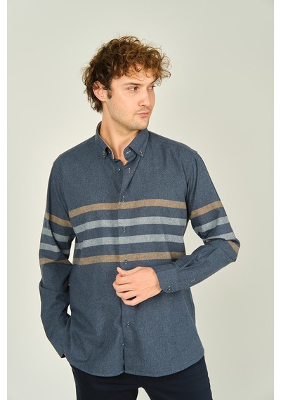 Megaldi Erkek Slim Fit İnce Blok Desenli Pamuklu Uzun Kol Gömlek 1100 İndigo Kahve İndigo Kahve İndigo - Kahverengi Megaldi Erkek Slim Fit İnce Blok Desenli Pamuklu Uzun Kol Gömlek 1100 İndigo Kahve İndigo Kahve İndigo - Kahverengi