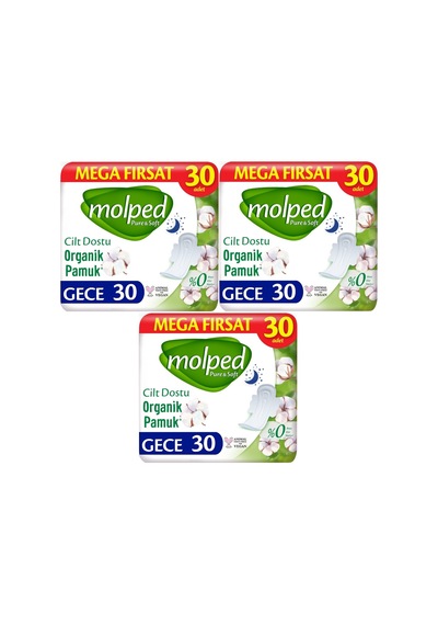 Molped Pure & Soft Hijyenik Ped Gece 3 x 30'lu