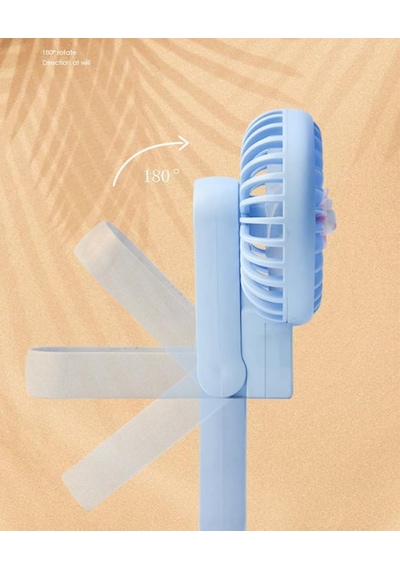 Coverzone Taşınabilir Mini Usb Fan Led Işıklı Masa Üstü 3 Kademeli Dahili Işık Şarj Edilebilir Mini Vantilatö