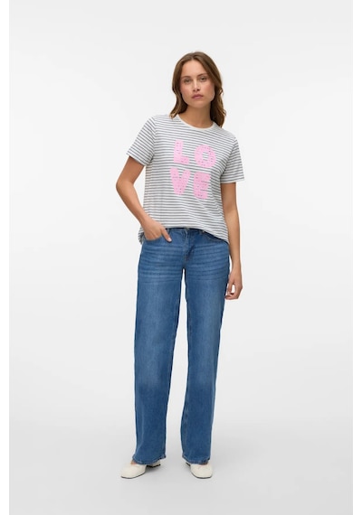 Vero Moda Kadın Vmsımone Kısa Kollu Pamuk T-shirt 10328170 Ekru Ekru