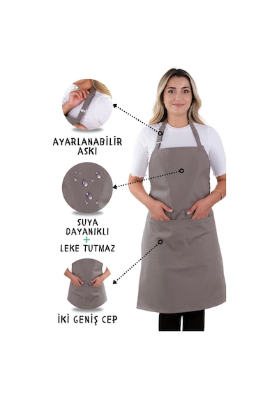2 Adet Simple Ayarlanabilir Askılı Mutfak Önlüğü Antrasit