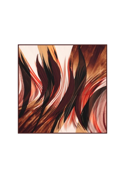 90x90 Aker Polyester Tivil Eşarp Kahve-kırmızı Kahve-kırmızı