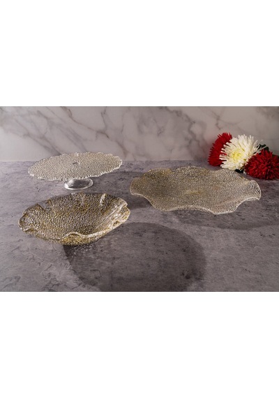 Ivy Special Gold Scalloped Tabak Şık Altın Dokunuşla Zarif Sunum Dekoratif Tabak & Kaseler