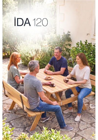 Dış Mekan Masası İda S 120 4 Kişilik Sırt Dayamalı Rahat Ve Şık Tasarım Teak