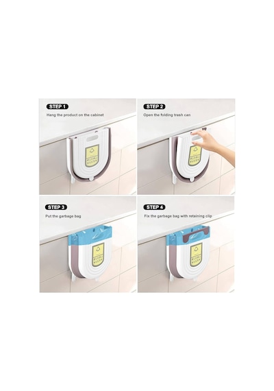 Kyrotech Katlanabilir Körüklü Mutfak Dolap İçi Çöp Kovası 20kg Taşıma Kapasiteli, Kompakt Ve Çok Renkli