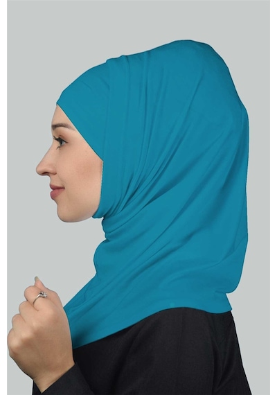 Altobeh İkili Set Pratik Eşarp Hazır Türban Ve Hijab Tesettür Bonesi Koyu Turkuaz