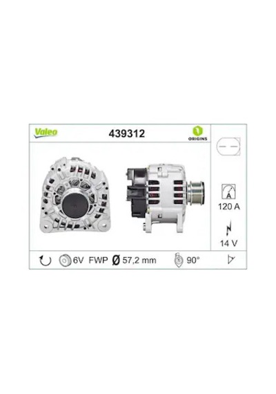 Valeo 439312 Alternatör 14v 120a A3 / A4 / Cordoba/ıbıza/leon/toledo/fabia/octavia/ 1.6-1.8t- 1998-2003 Modeller