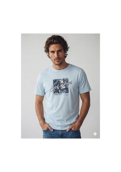 Jack & Jones Jjhonolulu Shape Celestial Açık Mavi Erkek Tişört 12288088 Light Blue
