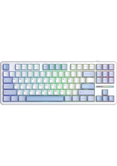 Aula F87 Pro Mekanik Rgb Tkl Graywood V3 Switch Kablosuz Makrolu Hot Swap Klavye Buz Mavi