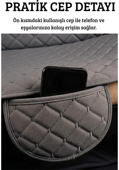 Terletmez Cepli Oto Koltuk Minder Seti Ön Koltukları İçin Kolay Montaj Universal Koruyucu Kılıf Kumaş