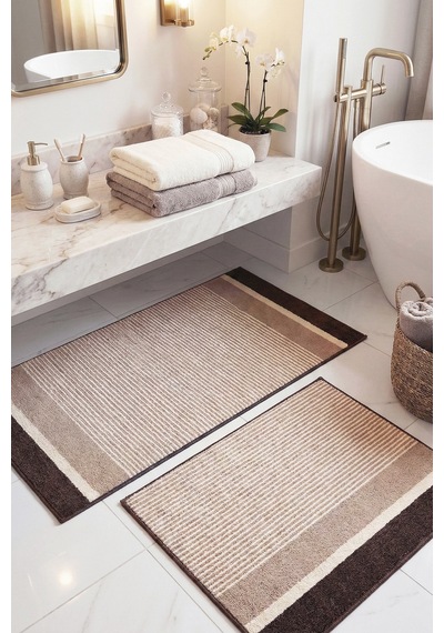 Buççin Online Mağaza Banyo Paspası 2 Li Set Yıkanabilir Dokuma Yüzey Kaymaz Taban Klozet Takımı Banyo Halısı Paspas Polip Çok Renkli