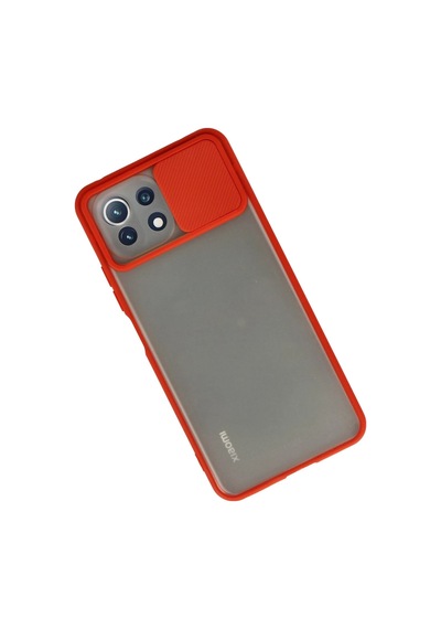 Newface Xiaomi Mi 11 Lite Kılıf Palm Buzlu Kamera Sürgülü Silikon Glblseme - 76 - Kırmızı