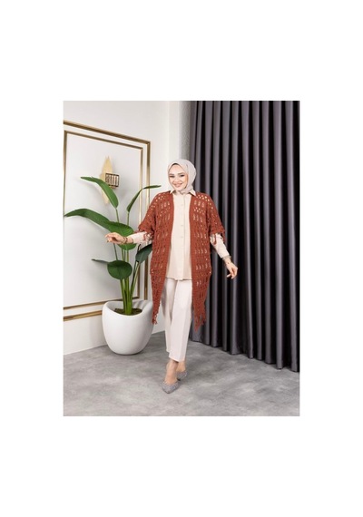 Hira Life Fashion Kadın Mevsimlik Saçaklı Ve Ajurlu Pamuk Triko Hırka Kahverengi Kahverengi Hira Life Fashion Kadın Mevsimlik Saçaklı Ve Ajurlu Pamuk Triko Hırka Kahverengi Kahverengi