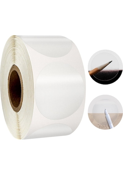 Btcrea Yuvarlak Kesim Şeffaf Etiket 1000 Adet Rulo 2,5cmx2,5cm