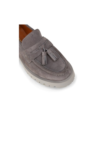 Deery Kadın Hakiki Süet Gri Püsküllü Loafer - 02035zgrıc01