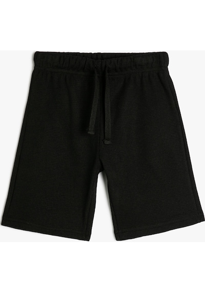 Koton Basic Şort Beli Bağlamalı Pamuk Karışımlı Siyah 4skb40011tk 4SKB40011TK999 Siyah