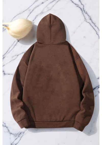 Uyguntarz Blackstar 13 Baskılı Unisex Oversize Sweatshirt Kahverengi
