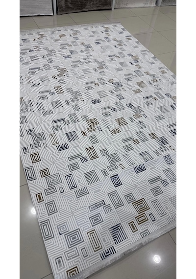 Safyün Halı Kadife Kf462 Gri Mavi 200 X 290 Renkli