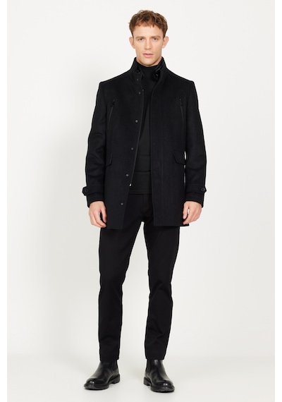 Ac&Co / Altınyıldız Classics Erkek Sıyah Standart Fit Normal Kesim Gömlek Yaka Yünlü Desenli Palto Siyah Ac&Co / Altınyıldız Classics Erkek Sıyah Standart Fit Normal Kesim Gömlek Yaka Yünlü Desenli Palto Siyah