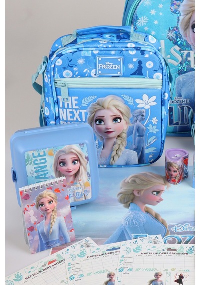 X Dekomus Lisanslı "ıce Queen Collection" Elsa Frozen Full Kırtasiye Seti Okul,kalem Ve Beslenme Çantası,beslenme Kabı,500 Ml Matara Seti Altın