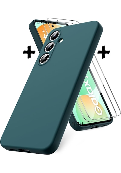 Samsung Galaxy Uyumlu S24 Fe Kılıf Renkli Silikon + Ekran Koruyucu Cam