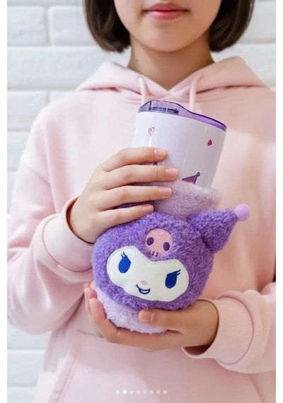 Sanrio Lisanslı Kuromi Paslanmaz Çelik Bardak Dekoratif Kılıflı 550 Ml Çok Renkli