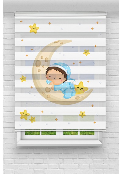 Perdecizade Enxboy Uykucu Bebek Dijital Baskılı Zebra Perde-cocuk Odası-stor Perde Renkli
