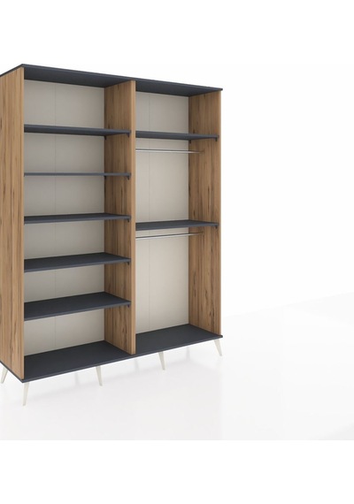 Hyperion Gardrop 7 Raflı 2 Askılı 176x44x221 Çam-antrasit Antrasit Hyperion Gardrop 7 Raflı 2 Askılı 176x44x221 Çam-antrasit Antrasit