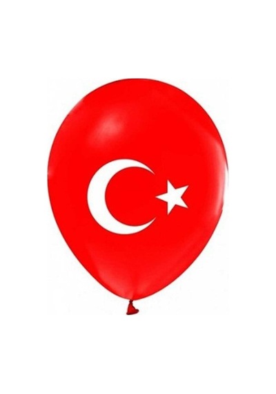 Bayraklı Ay Yıldızlı Balon 26cm - 20 Adet Çok Renkli