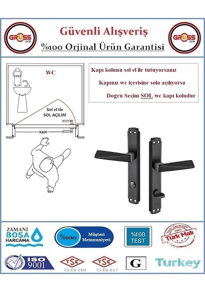 Prizma Wc Banyo Kapı Kolu - Mat Siyah - 1 Takım Ön Ve Arka - Sol Prizma Wc Banyo Kapı Kolu - Mat Siyah - 1 Takım Ön Ve Arka - Sol