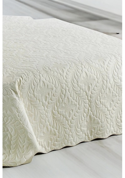 Tek Kişilik Düz Renk Kapitone Yatak Örtüsü, Sade Ve Şık Görünüm 175 X 250cm Krem