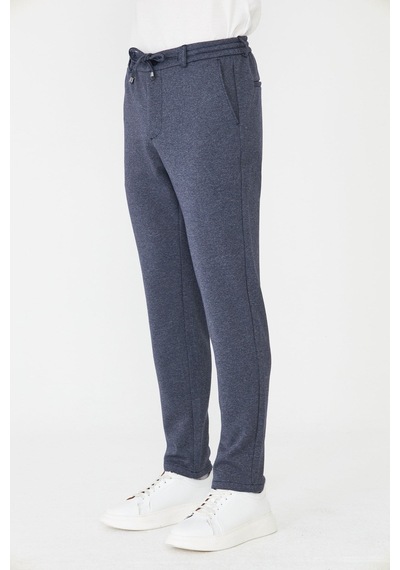 Lacivert Modern Kesim Bağcıklı Jogger Pantolon Laci