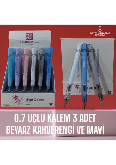 0.7 Mm Versatil Uçlu Kalem 3 Adet Tm-2620 Salladıkça Uç Çıkan Model Mavi