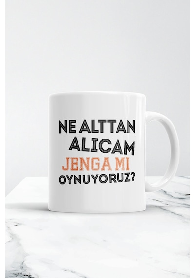 Ne Alttan Alıcam Jenga Mı Oynuyoruz Kupa Bardak Beyaz
