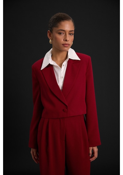 Sateen Luna Kısa Ceket - Bordo-136881 Bordo