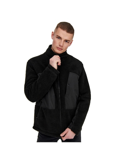Only Onsvillads Sherpa Mix Jacket Otw Erkek Polar Ceket 22022512-BLACK Siyah