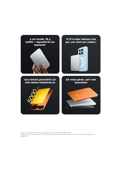 Xiaomi UltraThin Magnetic Power Bank 5000 15W Turuncu
