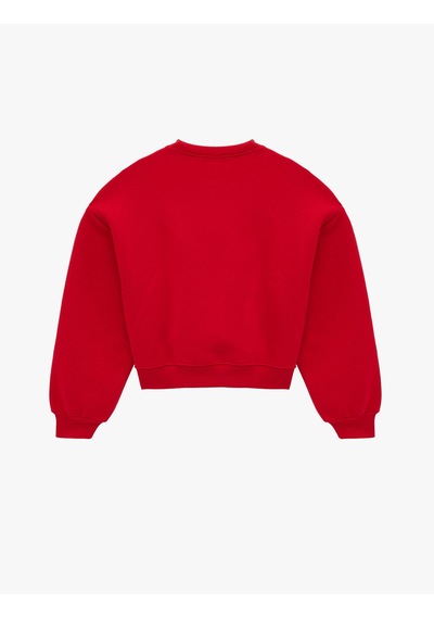 Koton Şardonlu Baskılı Uzun Kollu Bisiklet Yaka Sweatshirt Kırmızı 6sak10149ek Kırmızı