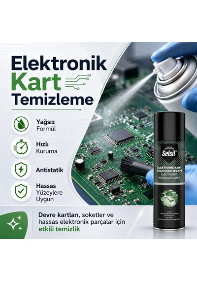 Selsil Elektronik Kart Temizleme Spreyi 200 Ml Yağsız Antistatik Devre Temizleyici Sprey 1-2-3-5 Adet Diğer
