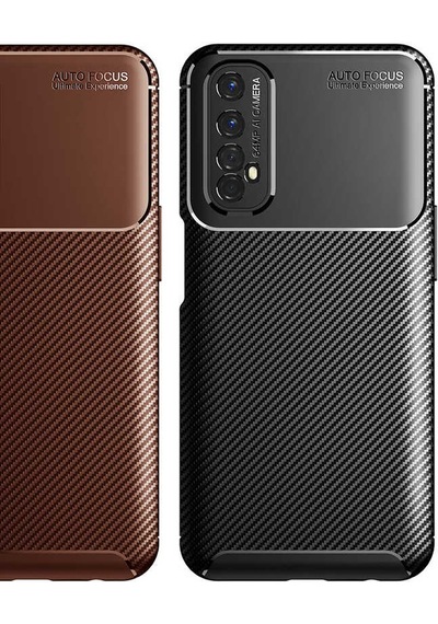 Realme 7 Kılıf Zore Negro Silikon Kapak Kahverengi