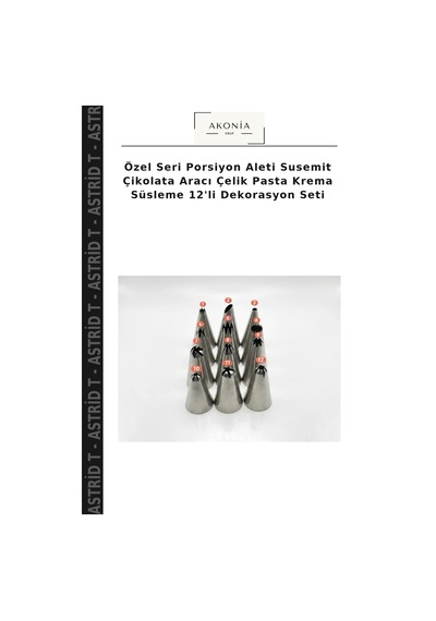 Özel Seri Porsiyon Aleti Susemit Çikolata Aracı Çelik Pasta Krema Süsleme 12'li Dekorasyon Seti Diğer