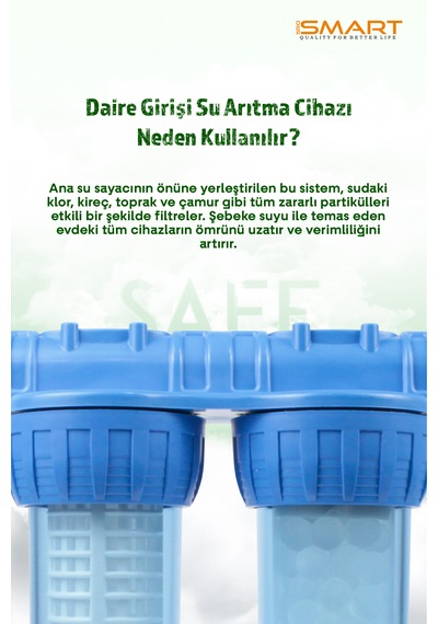 Silifoz Filtreli Kireç Önleyici 2li Daire Girişi Su Arıtma Cihazı