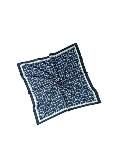 Mim Eşarp Vav İpek Kadın Micro Twill Sport Desenli Eşarp Lacivert - Indigo