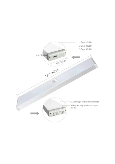 30 Led Hareket Sensörlü 20 Cm Dolap İçi Mutfak Koridor Merdiven Aydınlatma Işığı Led Işık Çok Renkli