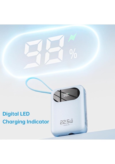 Y11 Mini Pd 22.5w 20000 Mah Dijital Ekran Göstergeli Dahili Kablolu Power Bank, Siyah Y11 Mini Pd 22.5w 20000 Mah Dijital Ekran Göstergeli Dahili Kablolu Power Bank, Siyah