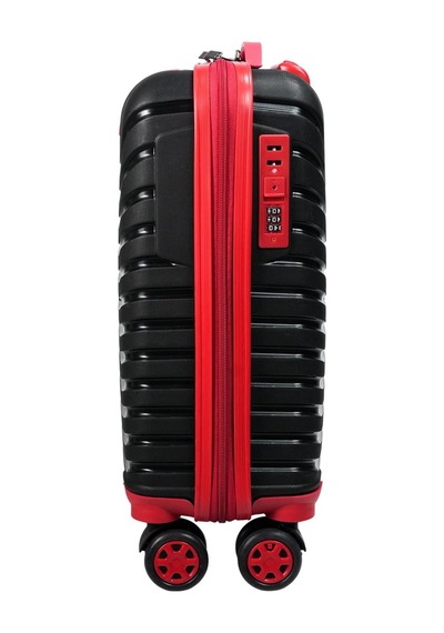Pp Underseat Küçük Boy Siyah-kırmızı Valiz 46x34x19 Cm 4 Tekerlek Şifreli Kilit Altın