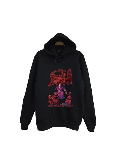 Death - Müzik - Grubu Baskılı Unisex %100 Pamuk Siyah Kapüşonlu Sweatshirt Siyah